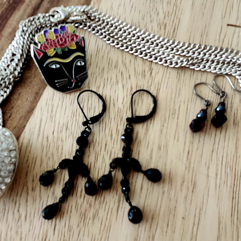 Silver And Black Goth/Artsy Jewelry - Picture 1 of 5